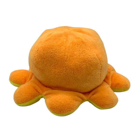 Reversible Octopus Plush Toy Happy & Angry Expressions Yellow Orange 7”x4” - Picture 2 of 6